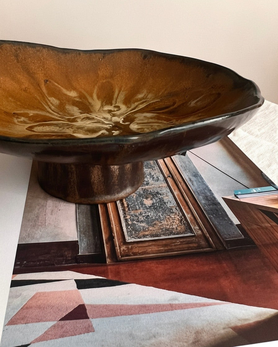 Pedestal Vase | Golden Rust Glaze