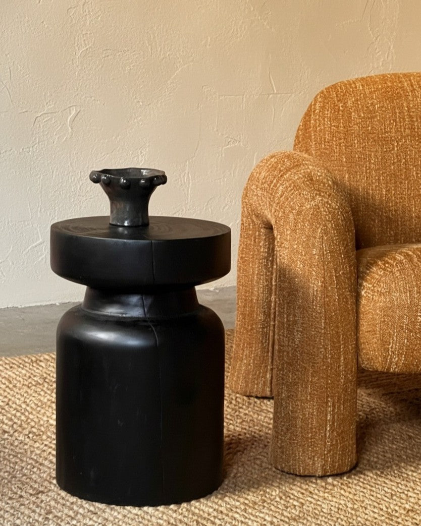 Bubble Pedestal Vessel | Dark Iron Glaze