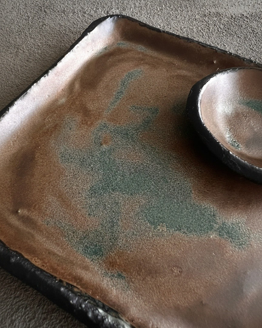 Stone Square Plates | Moss-Iron Glaze