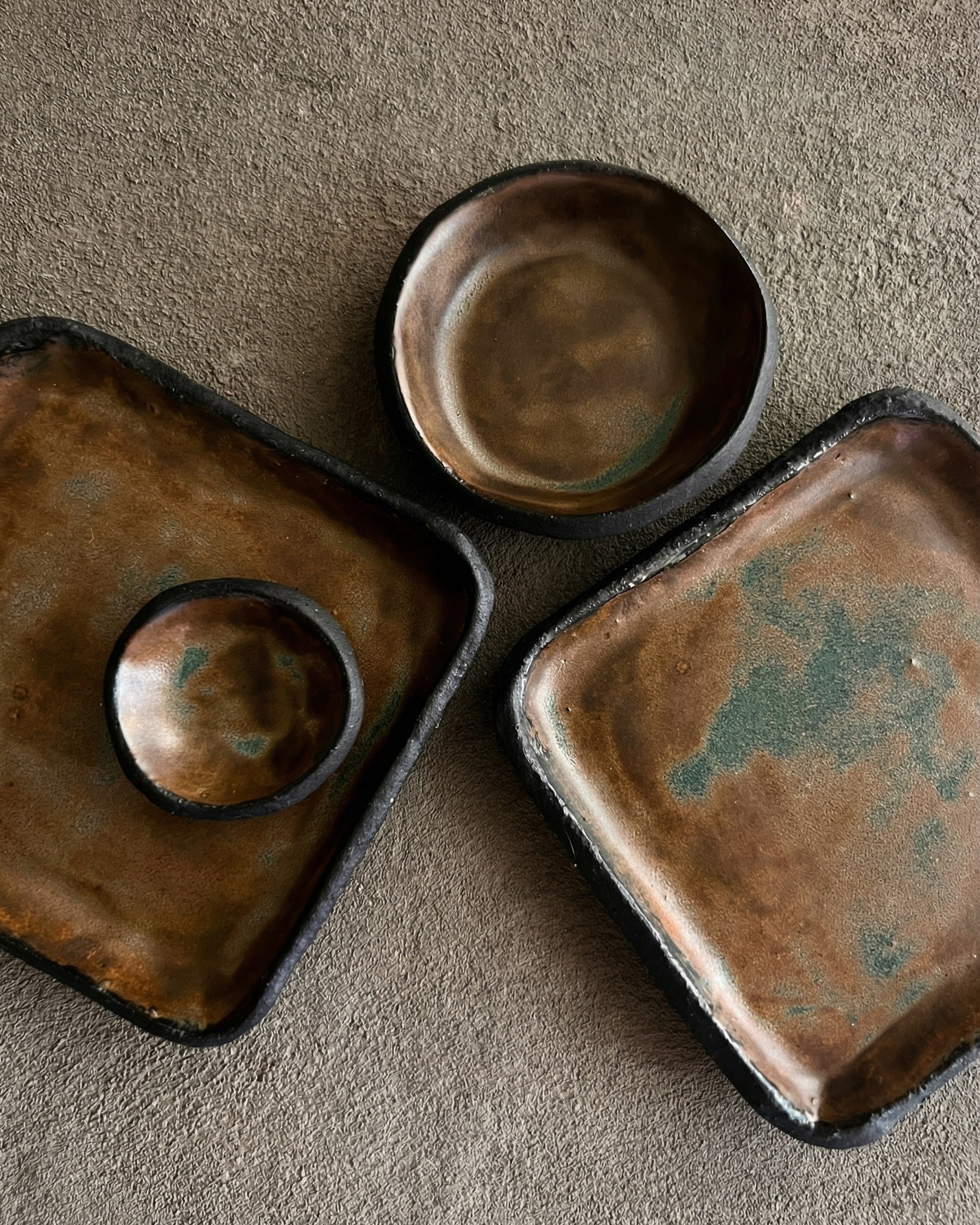 Stone Square Plates | Moss-Iron Glaze