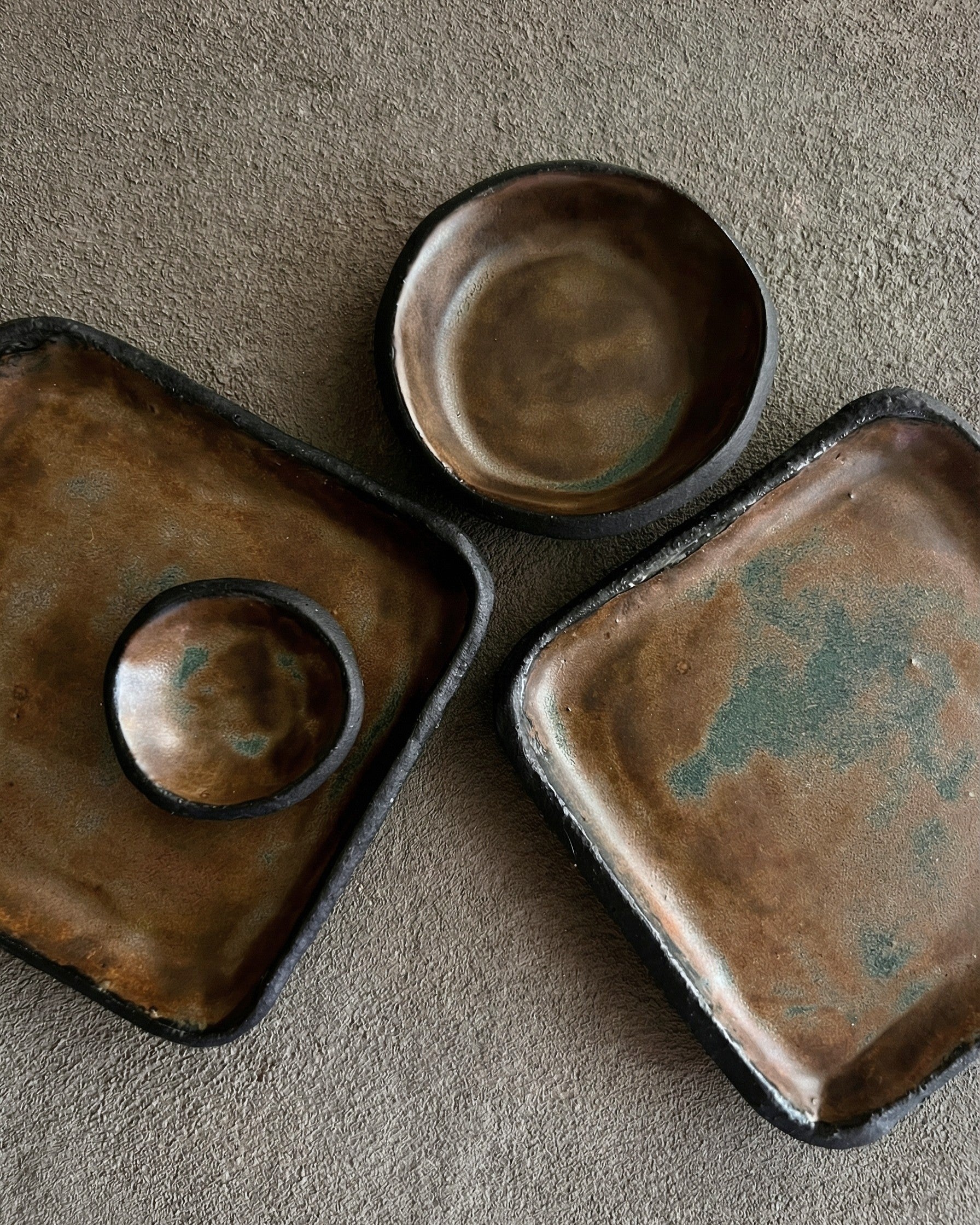Small Condiment Bowls | Moss-Iron Glaze